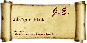 Jéger Elek névjegykártya
